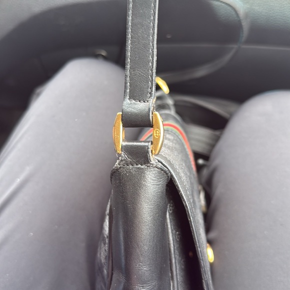 Authentic Gucci GG Vintage Ophidia Sherry Crossbody Bag Leather Black Purse Tote - Picture 3 of 6